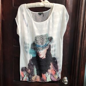 Stylish Women's Graphic Top - White